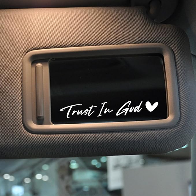 3 x Trust In God Mirror Decal White Stickers for Cars Rearview Mirror Decal for Women Cute Decals Vinyl Affirmation Stickers for Window, Mirror, Tumbler, and Water Bottle