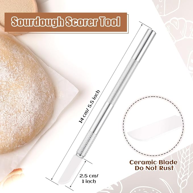 Bread Lame Sourdough Ceramic Lame Scoring Tool, 4 Ceramic Blades with Protective Cover and Finger Sleeves for Sourdough Baking