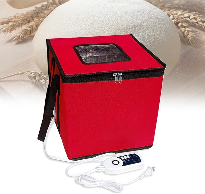 Pizza Dough Proofing Box, Foldable Bread Proofer, Adjustable Temperature, Easy to Clean, Bread Proofing Box for Making Cakes, Bread, Biscuits red S