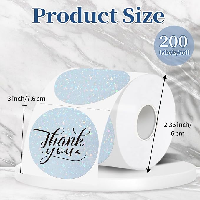3''Holographic Thermal Label,Round Self-Adhesive Direct Thermal Label,for DIY Logo Design,Name Tag (200/Roll Starry Sky)