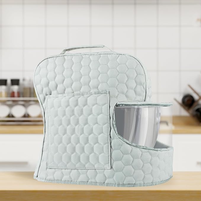 Stand Mixer Dust Cover Compatible with KitchenAid Mixer - Stand Mixer Cover Fits for 4.5/5 Quart, Storage Bag with 2 Pocket for Accessories and Attachments（Silver, For 4.5- 5QT）