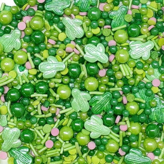 Edible Cactus Sprinkles for Cake Decorating, St Patrick's Day Green Sprinkle for Baking Cake Cupcake Toppers Cookie Ice Cream Donut Decoration 95g/3.35oz