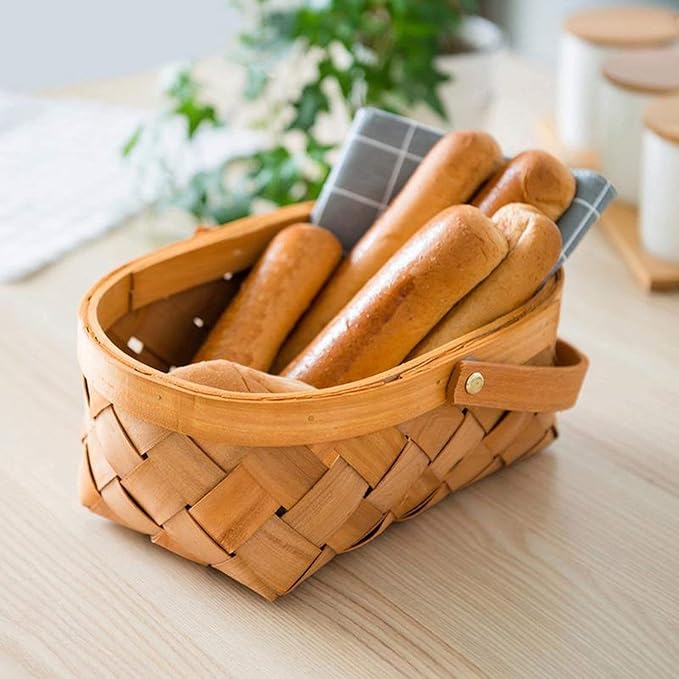 Handmade Rattan Storage Container Storage Basket Wooden Storage Basket with Handle Storage Container
