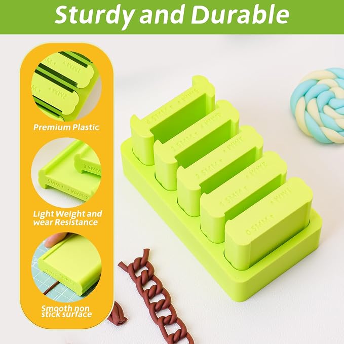 Clay Strip Maker Kit,Clay Tube Hoop Roller Guide, Fondant Rolling Strip Shape Maker 4.5/3.5/2.5/1.5/0.5mm