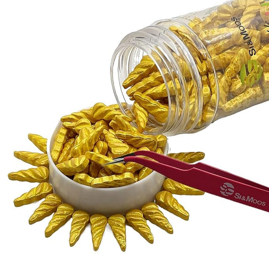SE Si&Moos Gold Unicorn Horn Sprinkles Unicorn Horn Cupcake Toppers Gold Sprinkles for Decorating Edible Cookie Cake Decorations, Shower Party Birthday Holiday Supplies 3 OZ with Tweezers