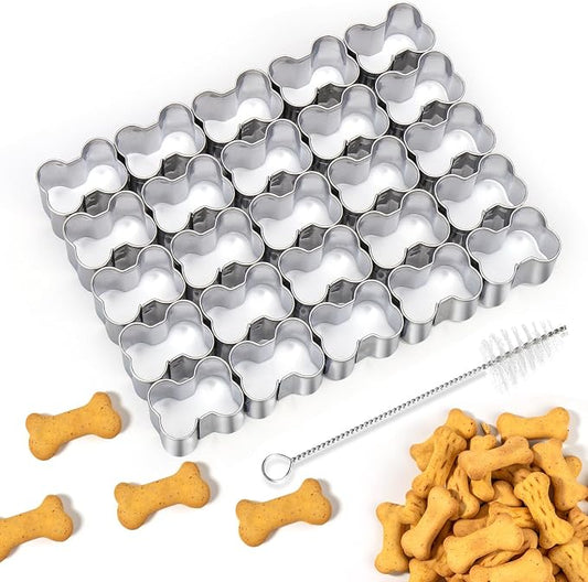 AIERSA Dog Bone Cookie Cutter,25 Cavity Small Dog Bone Cookie Cutters for Treats,Dog Treat Cookie Cutters for Baking,Dog Biscuit Cookie Cutter,Dog Bone Shaped Cookie Cutter,Mini Dog Bone Cookie Cutter