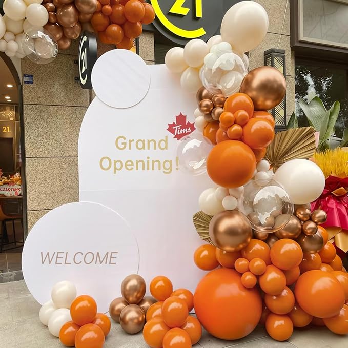 MEBAY Orange White Gold Balloon Garland Arch Kit, 166Pcs Boho Fall Balloons for Birthday Autumn Thanksgiving Day Wedding Baby Shower Party Decorations