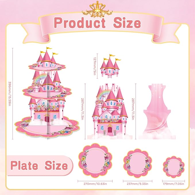 2 Pack Cupcake Stands Birthday Decorations, Themed Cupcake Holders Party Supplies Favors - 3 Tier Cardboard Cup Cake Tower for Birthday Shower Party First Day