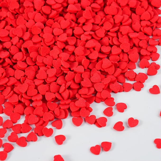 Red Heart Confetti Sprinkles 7 oz Edible Valentine Sprinkles for Cake Decorating Candy Cupcake Cake Topper Cookie Baking Decorations Christmas Valentine's Day Wedding Supplies