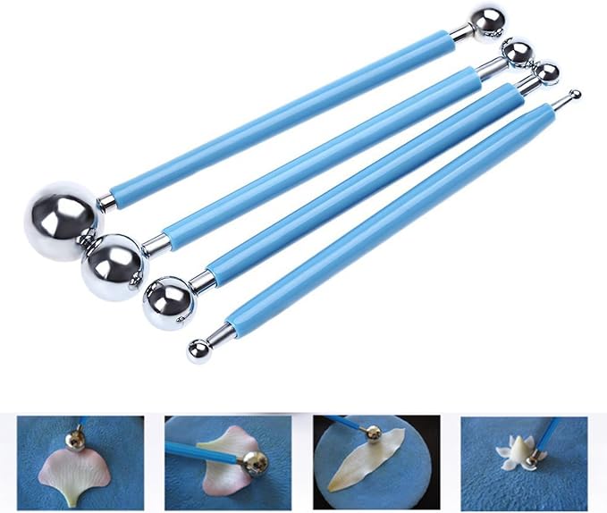 4pcs Fondant Cake Pan Flower Decorating Clay Flower Sugar Craft Ball Model DIY Tool