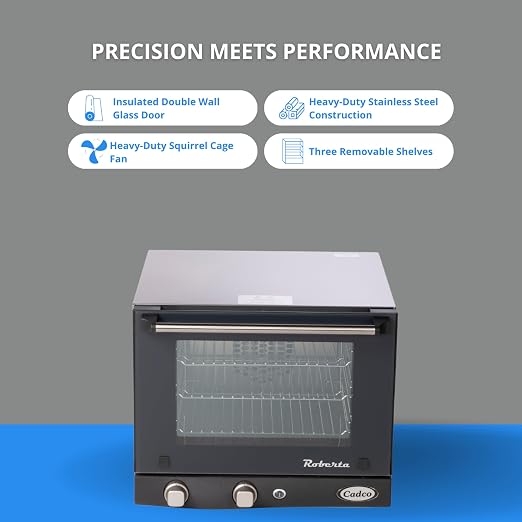 Cadco OV-003 Quarter-Size Commercial Convection Oven, 3 Pan, 120V