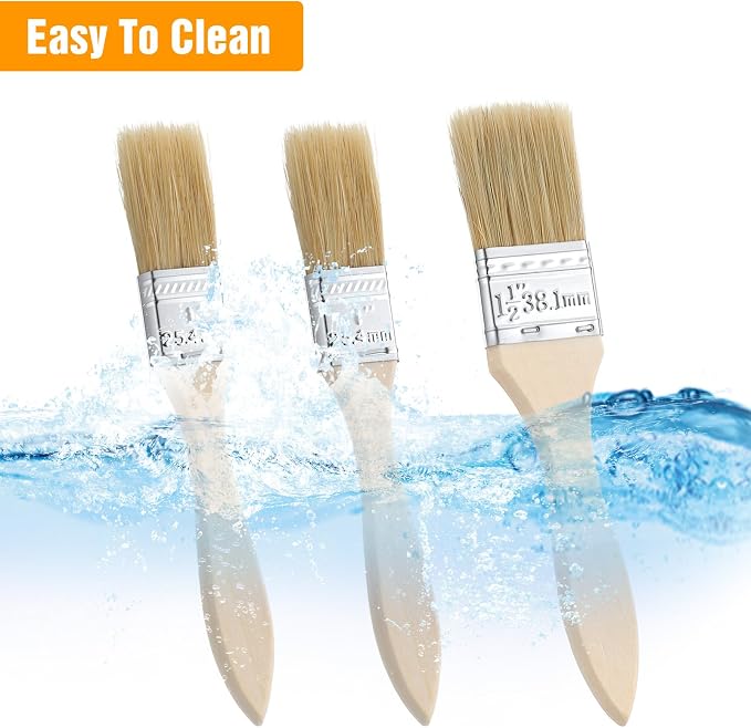 TIESOME 3 Pcs Natural Bristle Pastry Brush, Basting Brush for Baking, Cooking & Grilling, Wood Handle Sauce Brushes for Oil, Butter, Marinade (Wood, 6.89-7.48 Inch)