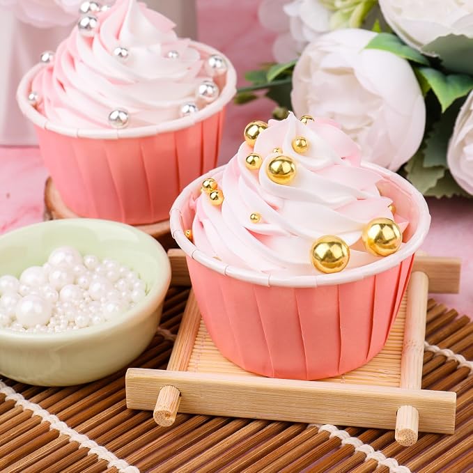 Green Sprinkles for Cake Decorating, 11.3oz/320g Edible Pearls Sugar 4 Jars Set for Baking Cupcakes Cookies Dessert