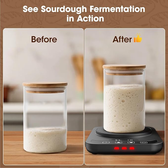 Sourdough Starter Warmer with Temperature Display,Sourdough Warming Mats 100℉ Electric Heating 12 Hours Timing Function Sourdough Heating Mat Bread for Baking Supplies Kitchen Bakers (Black)