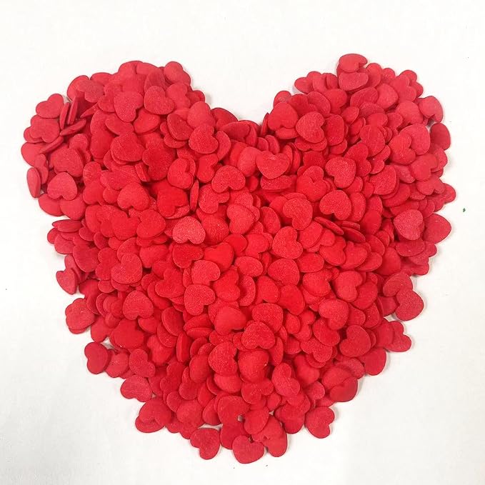 PhilaeEC Red Heart Shaped Sprinkle Edible for Cake Decoration Vanlentine Confetti Cake Baking Cookie Cupcake Toppers Decoration Vanlentine Halloween Christmas Supplies