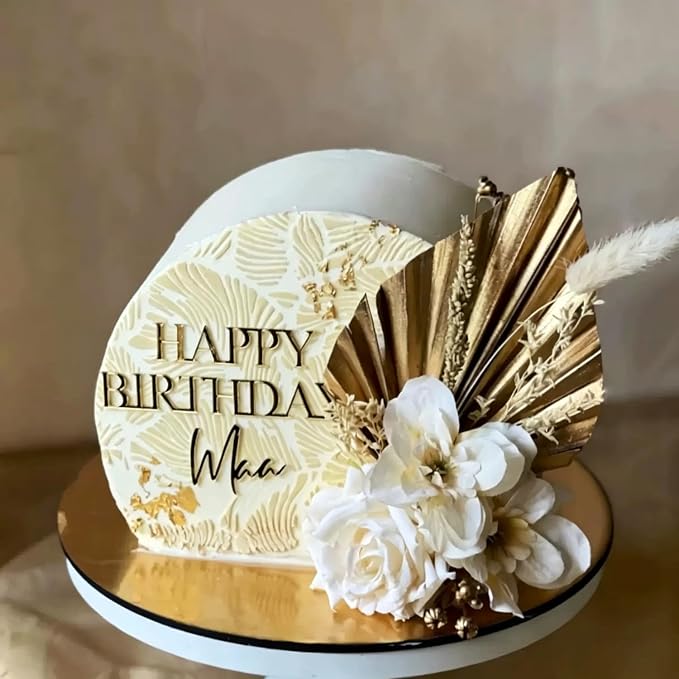 Gold Acrylic Happy Birthday Mom Cake Topper, Mother's Birthday Party Cake Decoration, Cake Charm Decor Supplies