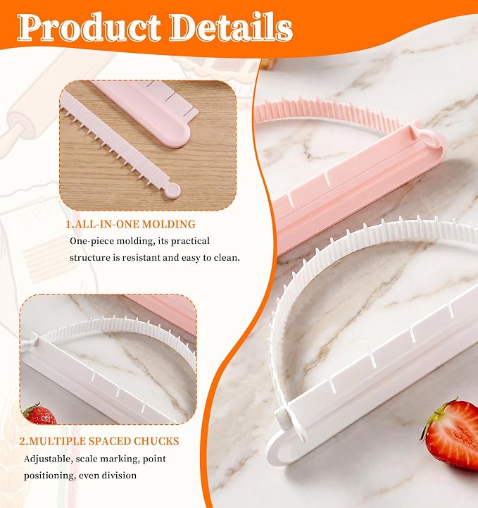 2 PCS Cake Arch Tool, Plastic Fondant Tools for Fondant Icing Measuring, Baking Aid for Beginners (White & Nordic Pink)