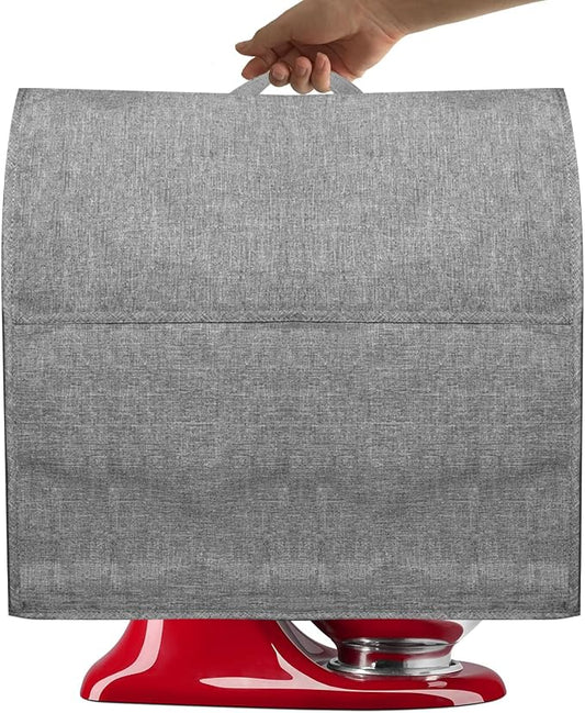 Stand Mixer Dust-proof Cover for KitchenAid Mixer，Multi Pockets for Various Kitchen Appliance Accessories，Water-resistant，Easy Cleaning (Grey(New style), Fit for Tilt Head 4.5-5 Quart)