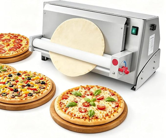 Commercial Pizza Dough Roller Machine, 450W Electric Dough Sheeter Machine, Automatic Pastry Press Making Machine with Adjustable Thickness for Bakeries Pizza Shop