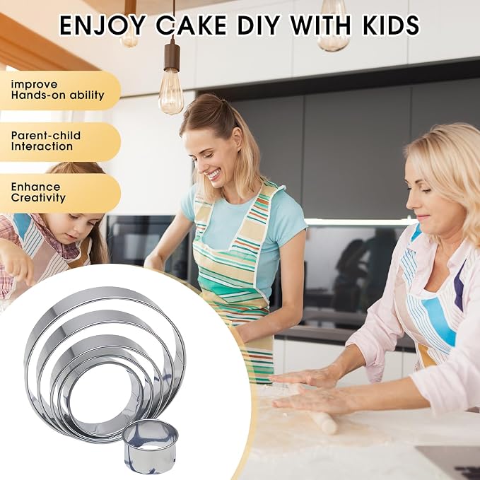 6 PCS Round Cookie Cutter Set, Stainless Steel Circle Biscuit Cutters for Baking (2/3/3.5/4/5/6 In)