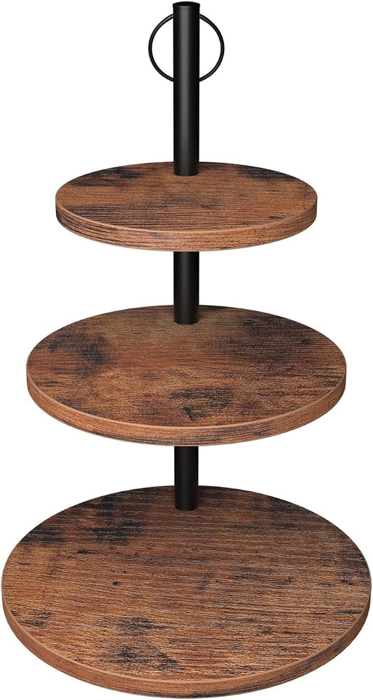 Cupcake Stand, 3 Tier Cake Stands Rustic Wood Cupcake Tower Round Tiered Tray Stand for Dessert Table Display, Industrial Wooden Serving Stand Wedding, Graduation and Baby Shower