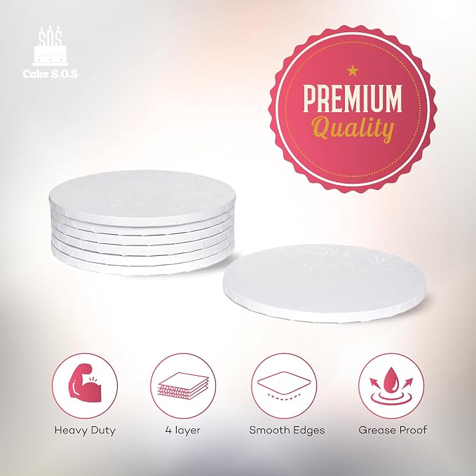 10 inch White Round Sturdy Cake Board Drums for Displaying Cakes, 1/2 inch Thick, (1-Pack)