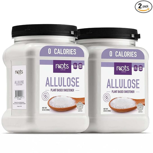 Roots Circle Allulose Plant Based Sweetener - Zero Calorie Sugar Alternative for Baking & Beverages - All-Natural - Kosher, Non-GMO, Gluten-Free (25 ounces (Pack of 2)