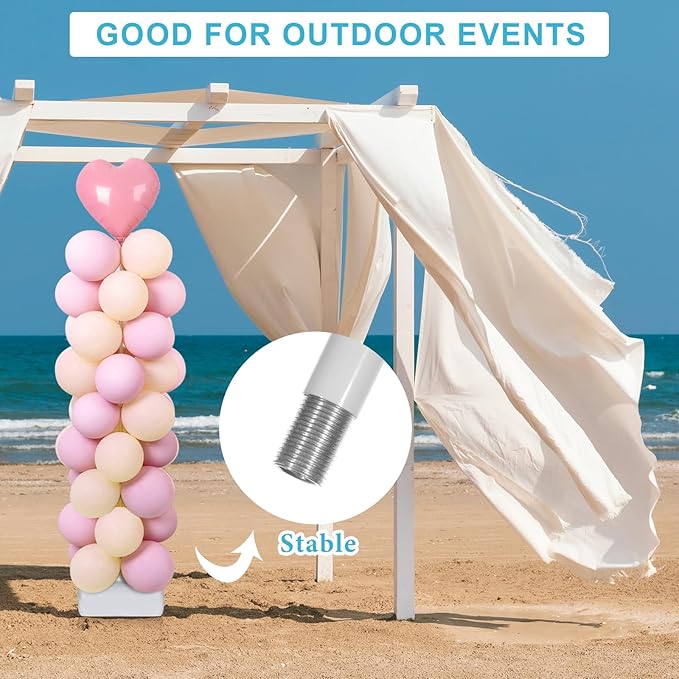 2 Set Balloon Column Stand Kit for Floor, VETOGETHER 2024 Updated Balloon Tower Stand Kit with Base, Adjustable Metal Balloon Stand Kit for Party Decoration