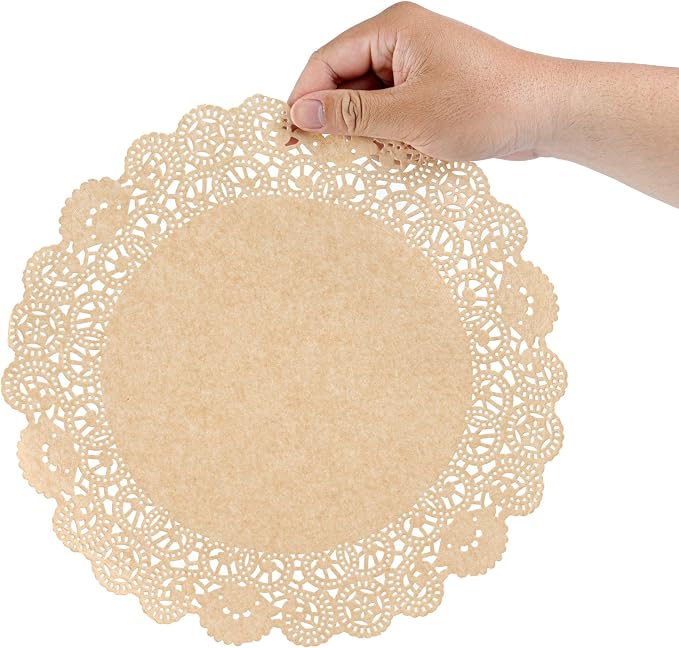 Restaurantware-Pastry Tek 12 x 12 Inch Paper Lace Doilies, 4000 Disposable Table Doilies - Elegant Lace Finish, Long Lasting, Kraft Paper Placemat, for Pastries, Cupcakes, Desserts