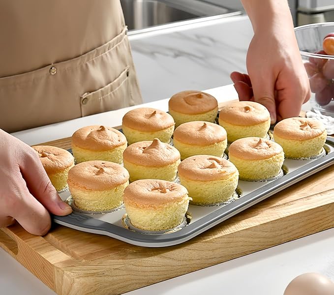 Silicone Muffin Pans for Baking with Metal Frame, 12 Cup Silicone Muffin Pan, Nonstick Cupcake Pan, BPA Free Muffin Tins Easy to Pop Cupcake Baking Pan Molds for Oven Dishwasher Safe Pink
