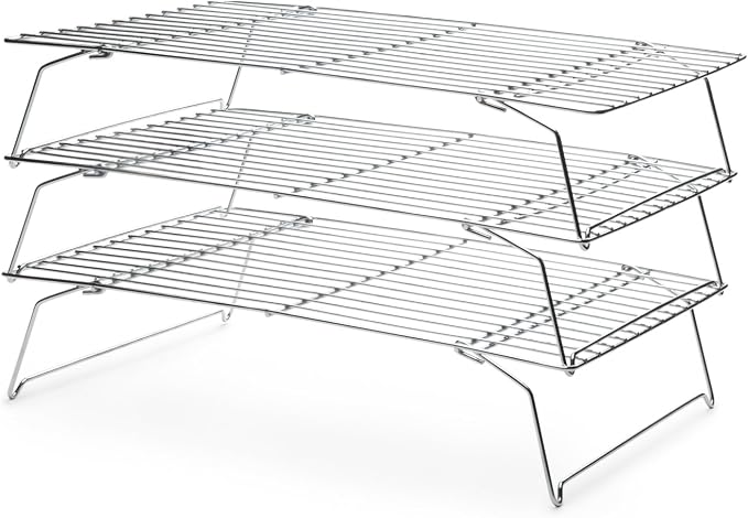 Fox Run Stackable Cooling Rack Set, Chrome, 3-Piece, Metallic, 2.25 x 14 x 10 inches