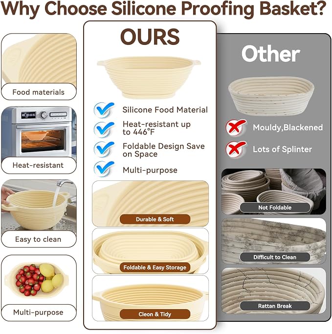 24 PCS Sourdough Starter Kit w/ 34oz Sourdough Starter Jar, Sourdough Bread Baking Supplies 9" Round & 10" Oval Silicone Banneton Bread Proofing (Yellow)