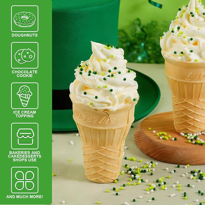 St Patrick's Day Sprinkles 7 oz White and Green Nonpareils Sprinkles Edible Cookie Decorations 2mm Mini Pearls for Decorating Cake, Baking, Cupcake Toppers, Ice Cream, Donuts (Irish Blessing Nonpareils)