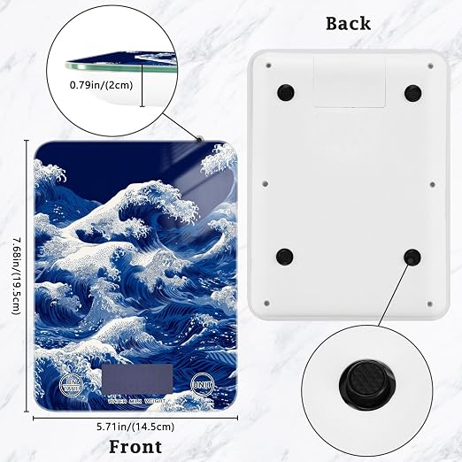 Food Scale Kitchen Scale Food Weight Scales Digital Weight Grams and Ounces Small Electronic Food Scale for Baking Cooking Japanese Deep Blue Sea Waves