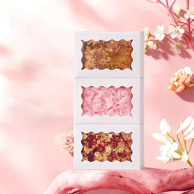 40PCS 3.5x2.36x1.2 inches Elegant White Soap Boxes with window, Homemade Soap Packaging Gift Boxes, Small Bakery Boxes for Macarons, Cookies & Candies, Wedding & Birthday Party Favors
