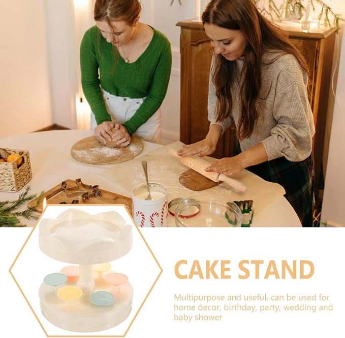 KOMBIUDA Rotating Dessert Display Stand Automatic Revolving Cupcake Carousel Holder for Bakery Party Wedding Birthday Decor 8.66 Inch Batteries Not Included