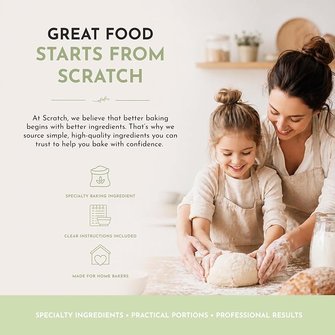 Scratch Diastatic Malt Powder for Baking - (10oz) Dried Barley Malt for Baking Bread - Bread Improver - Premium Baking Ingredients for Breads, Pizzas, Pretzels, Desserts, Shakes and More