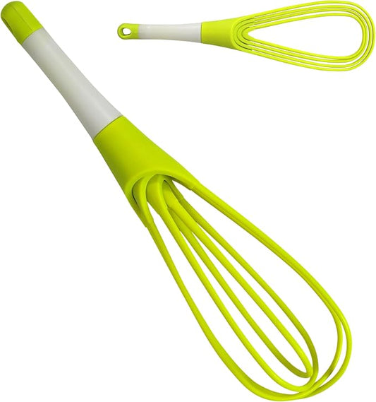 Iconikal 12-Inch Collapsible 2-In-1 Balloon/Flat Whisk, Green