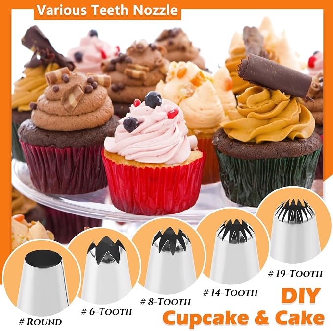 12PCS Large Piping Tips Set with Pastry Bag, Cake Decorating Tips for Cookie Cupcake Cake