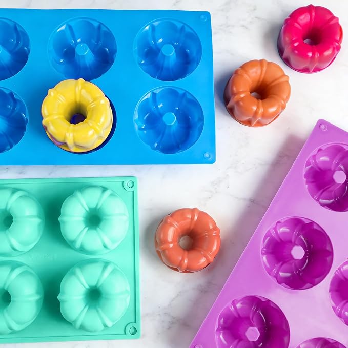 Mini Fluted Cake Pan, 3 Pcs Mini Fluted Tube Cake Pans for Baking 18 Cavity Silicone Baking Molds for Cupcake, Cornbread, Brownie, Donuts, Jello