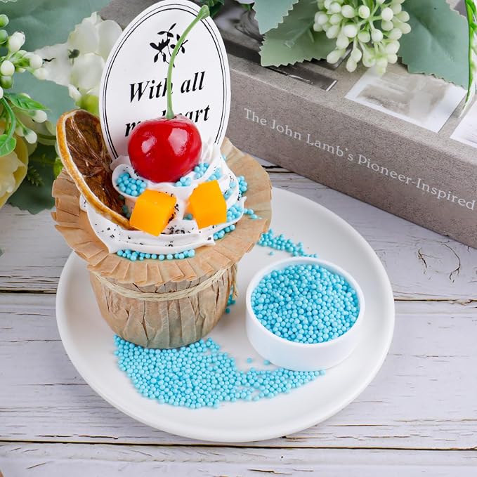 Light Blue Nonpareils Sprinkles - 2mm Edible Mini Pearl Sprinkles for Cake Decorating, Cupcake, Cookie, Baking, Donuts, Ice Cream Toppings, Wedding Party Supplies 130g/4.58oz