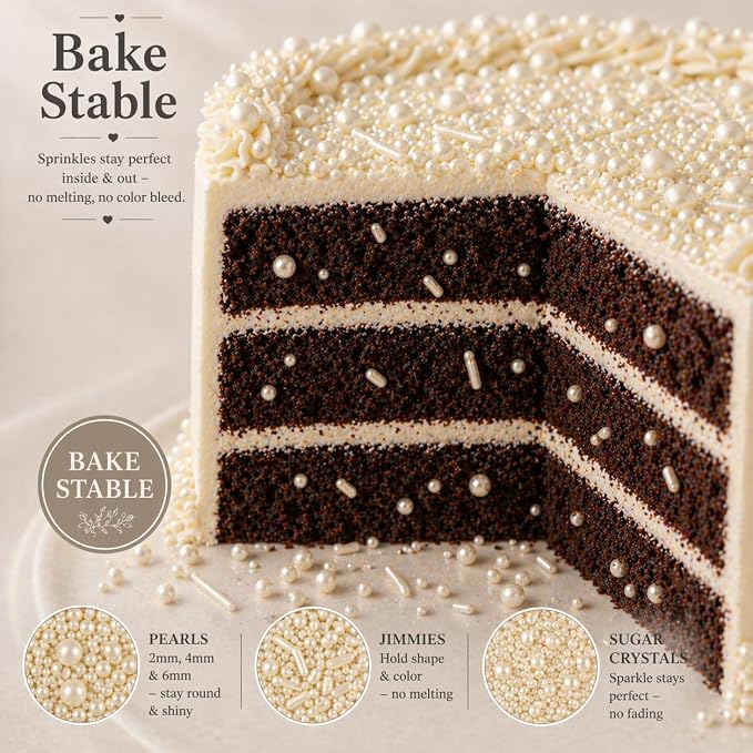 Confect Sprinkles for Christmas Cakes & Cupcakes Decoration | Birthday Sprinkles | Assorted Pack of 5 Wedding Glamour Pearls | Mix Dragees, Jimmies & Sparkling Sugar | Vegan, Gluten-Free, Soy-Free, Dairy-Free, Palm Oil-Free- 5 Oz