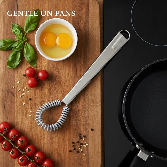 Silicone Coated Whisk, 13 Inch Stainless Steel Mixing Tool for Non-Stick Cookware, Eggs and Sauces (1 PC)