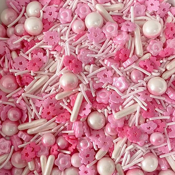 Cherry Flowers Sprinkles for Cake Edible Topper Decorating Pink White Sweets Indeed Perfect for Cake Decorations Ice Cream Cookies Wedding Birthday Parties Cupcake Topper (pink cherry)