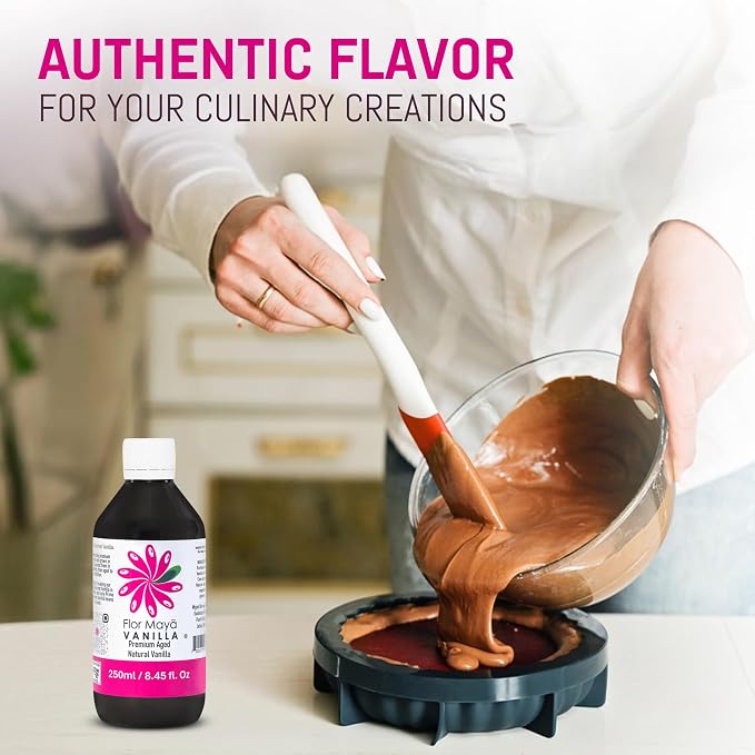 Flor Maya Vanilla Extract – Premium Aged Blend Made with Mexican Vanilla Beans | Gourmet Vanilla Bean Extract for Baking, Cooking & Desserts | Gluten Free, Non-GMO, No Coumarin | 8.45 fl oz