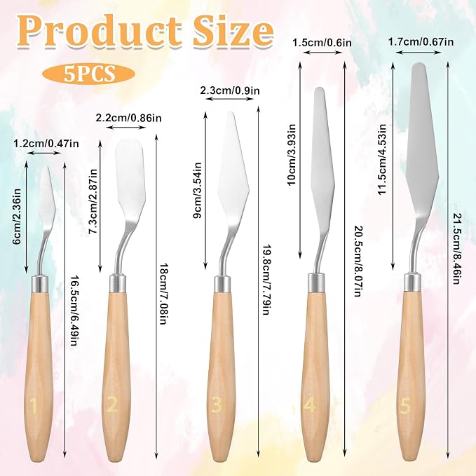 5 Pcs Cake Decorating Spatula, Off Set Spatulas for Frosting Stainless Steel Cake Apatula Palette Knife Baking Pastry Tool for Cakes Fondant Chocolate