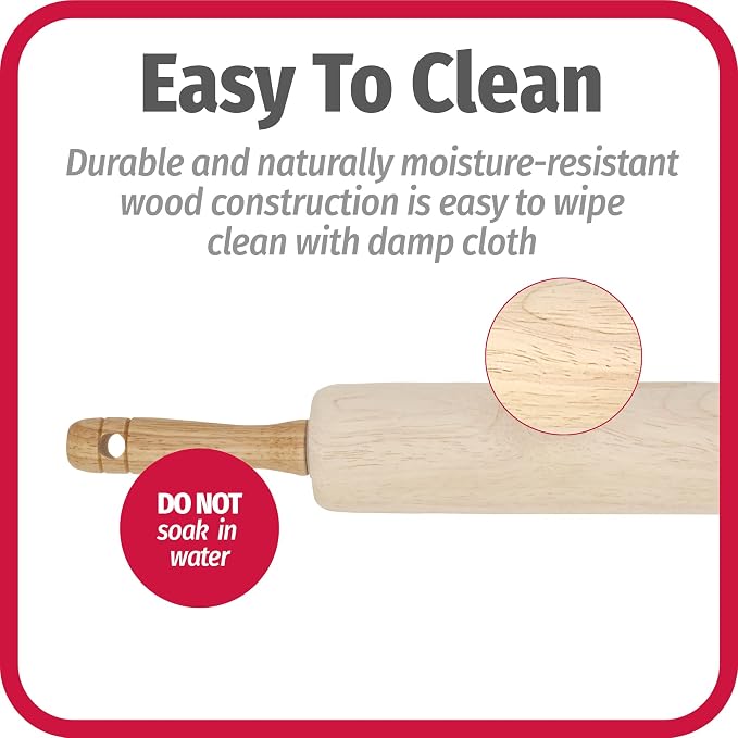 GoodCook Everyday Rolling Pin,17 inches,Wood,(Pack of 6)