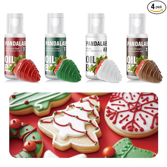 Oil Based Food Coloring for Chocolate - Christmas Red Christmas Green White Edible Baking Food Dye for Chocolate, Candy Melts, Cakepops, Cakesicles, Donuts - 0.67 Fl.Oz Bottles