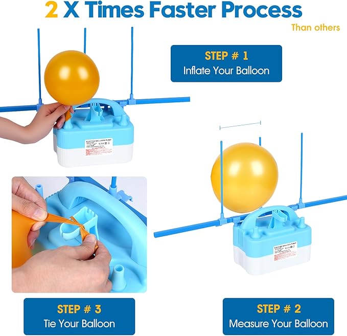 Electric Balloon Pump,110V 600W Portable Dual Nozzles Balloon Pump,Air Pump Balloon Blower for Party Decorations with Tying Tool