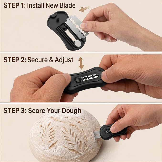 2PCS Sourdough Bread Lame Scoring Tool,Retractable Bread Scorer with 10 Replaceable Blades, Magnetic Storage for Artisan Bakers & Home Sourdough Baking, Professional Sourdough Baking Tools